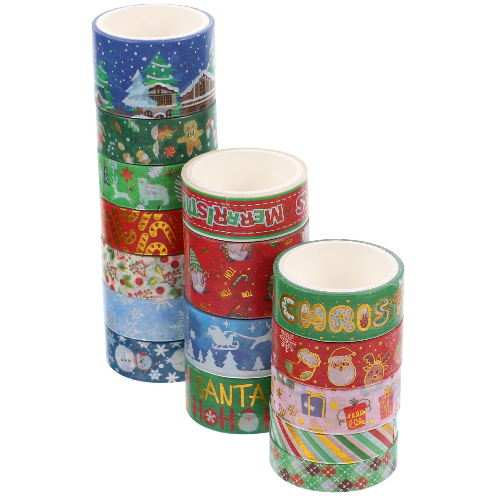 Lurrose 4 Juegos Pegatinas Decorativas Diy De Cinta Washi Navideña Con Estampado En Caliente (16 Uds) /rollo Sticker Paper Washi Tapes Reciclable Embalaje Álbum De Recortes 16 Rollos * 4