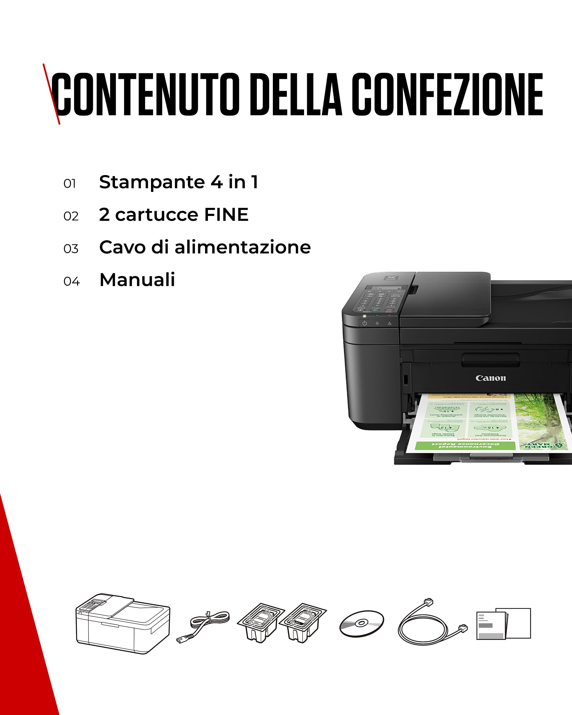 Canon PIXMA TR4750i - Stampante Wireless Multifunzione 4 in 1 - Stampa, Scansione, Copia, Fax - Fronte/Retro, ADF 20 Fogli, Stampa Foto Senza Bordi 4x6, Compatibile con PIXMA Print Plan, Nero