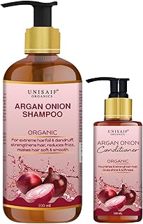 UNISAIF Organics Argan Onion Shampoo 300ml & Conditioner 100ml Combo | Reduces Hairfall & Frizz, Strengthens Roots | Organic Hair Care for Soft & Healthy Hair-picture-51