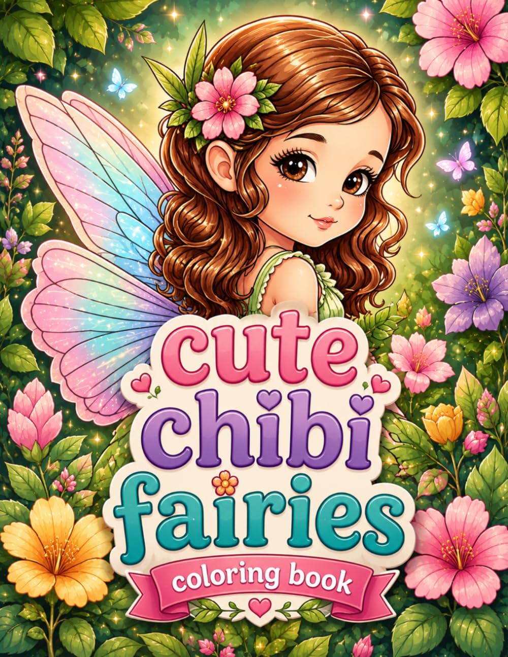 Cute Chibi Fairies Coloring Book: Whimsical Fantasy Creatures with Magical Scenes for Relaxation and Creative Fun