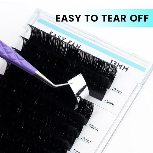 Miniatura 3 de Extensiones de pestañas de volumen Easy Fan de 0.030.050.003 in CCD Curl Extensiones de pestañas de volumen de 0.512 in de longitud, suministros de