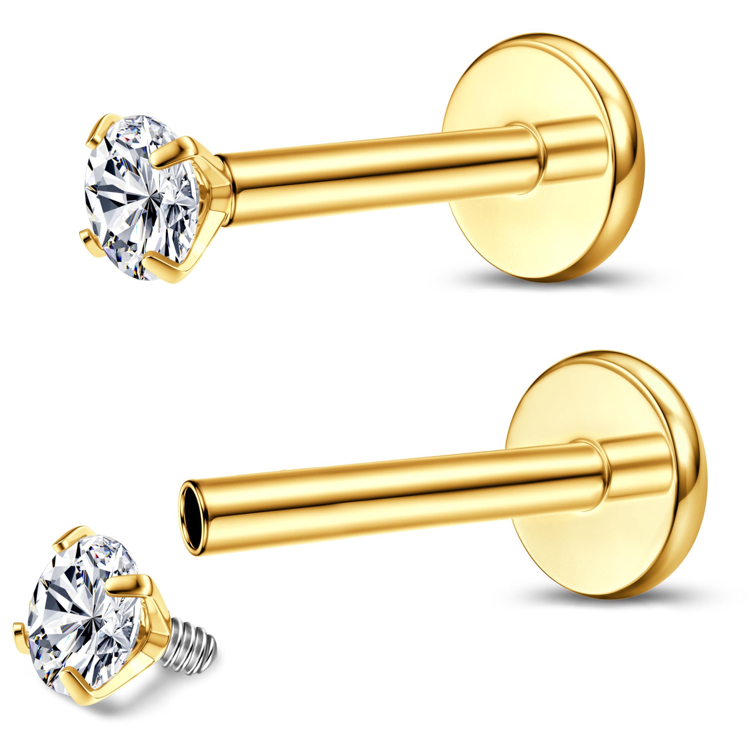 Chriscoco 16G Piercing Labio de G23 Titanio Piercing Tragus CZ Ópalo Labret Monroe Cartílago Helix Piercing Oreja para Mujeres Hombres 6mm 8mm