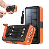Solar Charger Power Bank 63200mAh, Portable Charger with Dual Outputs & Dual Inputs 4 LEDs Flashlight, Hand Crank Power Bank Fast Charging Battery Pack for Outdoor Camping Survival Gear