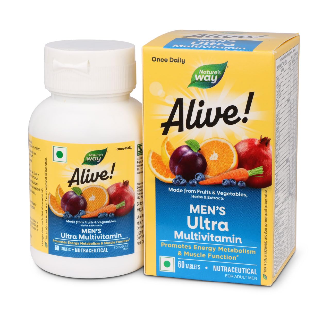 Nature’s Way ALIVE! Men’s Ultra Multivitamin Tablets | Daily Multivitamin Tablets for Brain, Eye & Heart Health| 60 Vegetarian Tablets for Men | Formulated with Fruits & Vegetables Herbs & Extracts for daily requirement of Vitamin A, B, C, D, Zinc & Magnesium-picture-31