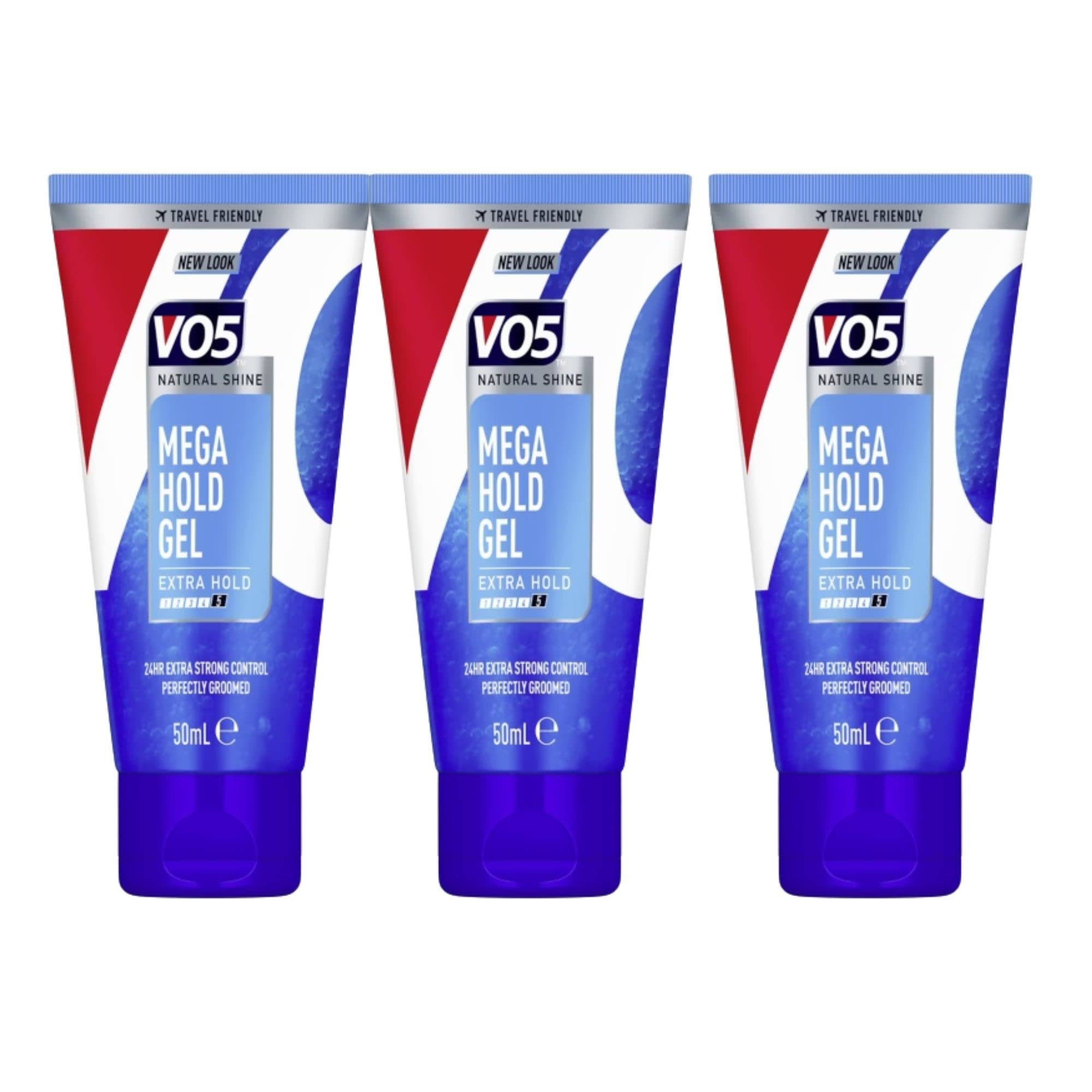 3 x Travel Size Friendly VO5 Mega Hold Styling Gel For Men 50ml Each
