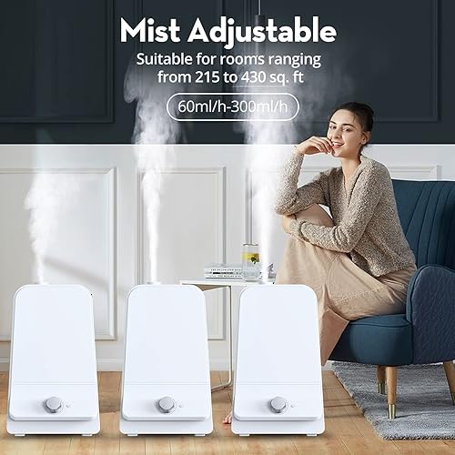 Miniatura 4 de Humidificadores para habitaciones grandes humidificador de niebla fría de 6 litros para 20-60 horas de tiempo de funcionamiento humidificadores
