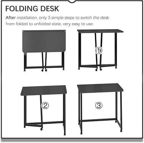 Miniatura 115 de 4NM Escritorio plegable pequeño de 31.6 pulgadas, escritorio plegable de oficina en casa, mesa de estudio para dormitorio pequeño que ahorra natural