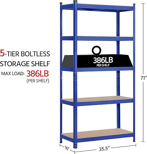 Miniatura 3 de Topeakmart Estantes de utilidad de 5 niveles estantes de almacenamiento de metal estantería de garaje estantes de almacenamiento ajustables para