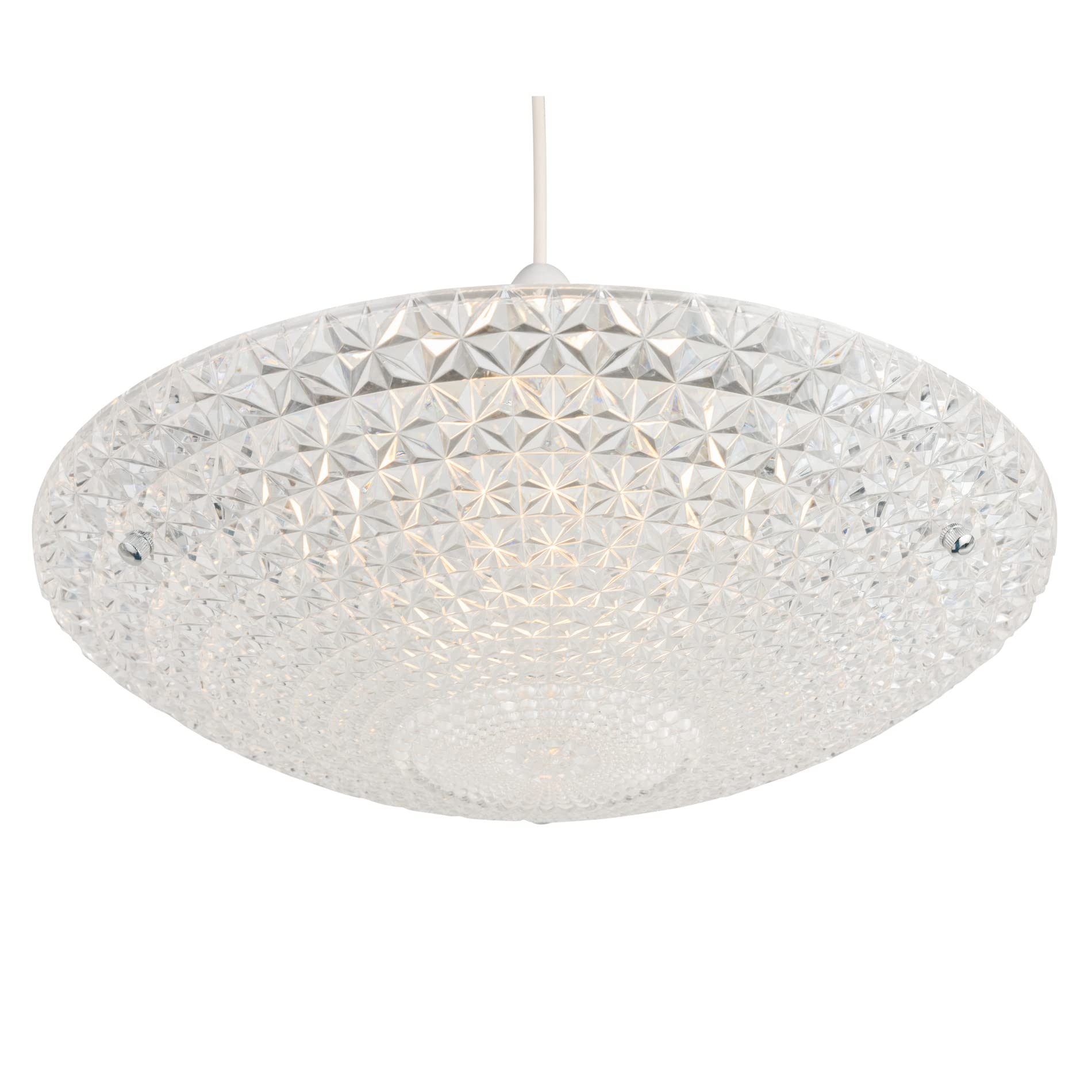 Lighting Supermarket White Crystal Glass Ceiling Uplighter Pendant Shade - Glass Effect - Easy Fit