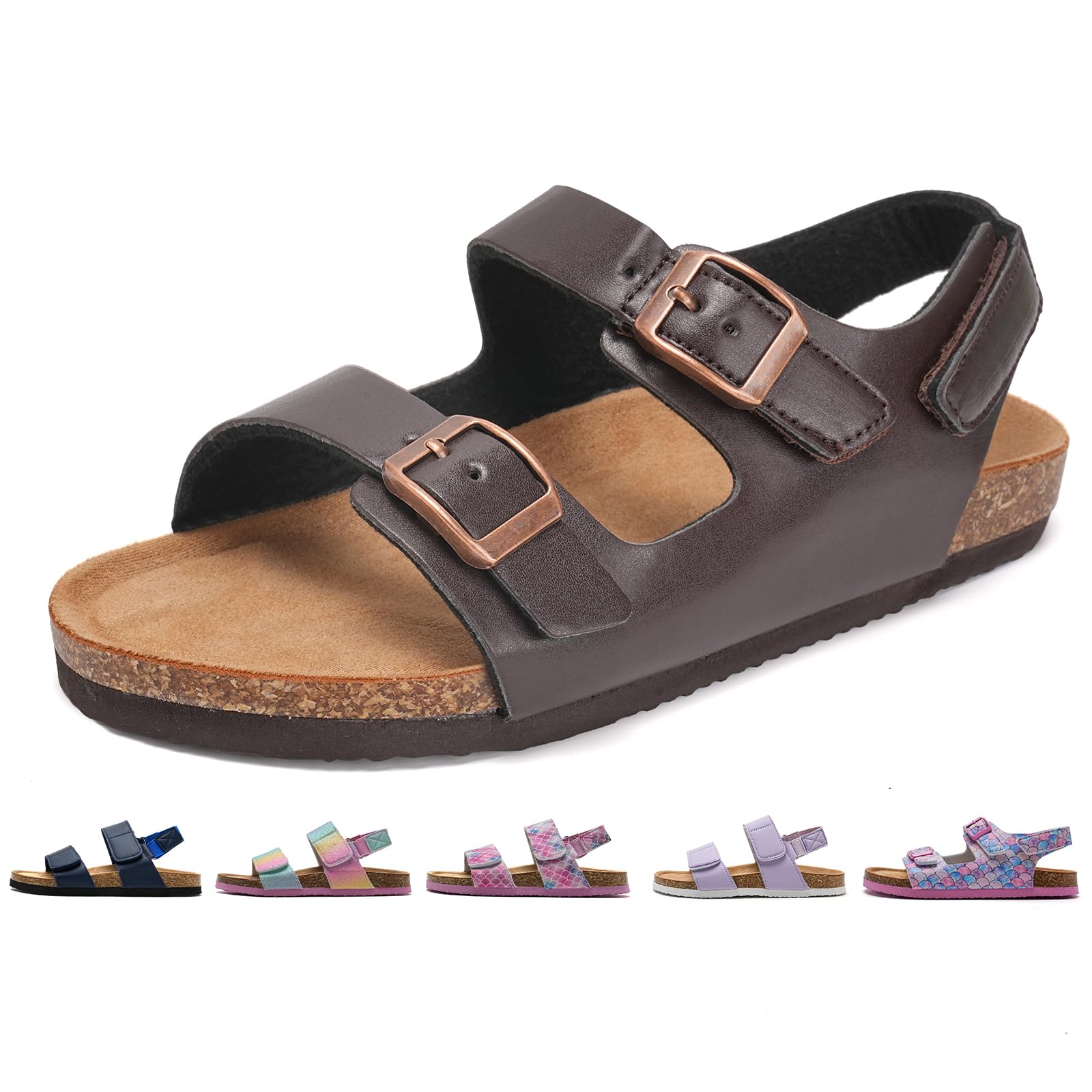 Torotto Sandalen Mädchen Jungen Mit Kork Sandals Kinder Pantoffeln Riemen Verstellbare Schnalle Rutschfeste Mit Klettverschluss Sandaletten für Drinnen und Draußen