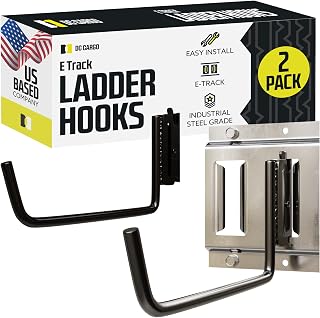 DC Cargo Mall 2-Pack, E-Track J Hook – Industrial Strength Ladder Hooks for E-Track in Trucks, Trailers and Warehouses – Steel Flat Hooks – E-Track Accessories