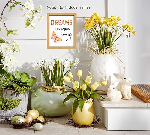 Miniatura 5 de YIMEHDAN Impresión artística con cita inspiradora de mariposas en acuarela, impresión en lienzo de mariposas con flores, obra de arte floral natural