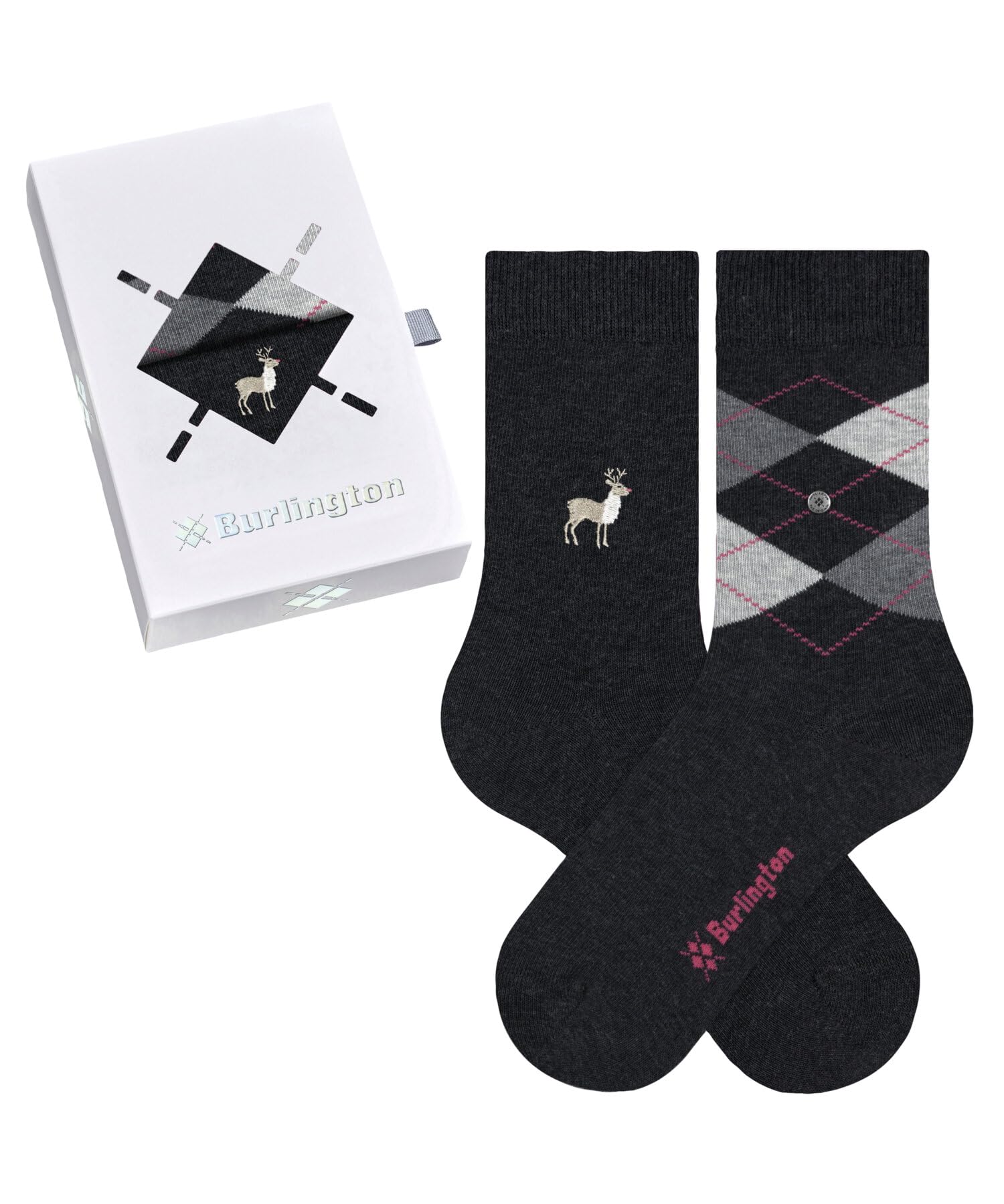 Burlington Women's Everyday X-Mas W So Cotton Patterned Socks 2 Pairs, Grey Mix 0070, 3.5-7