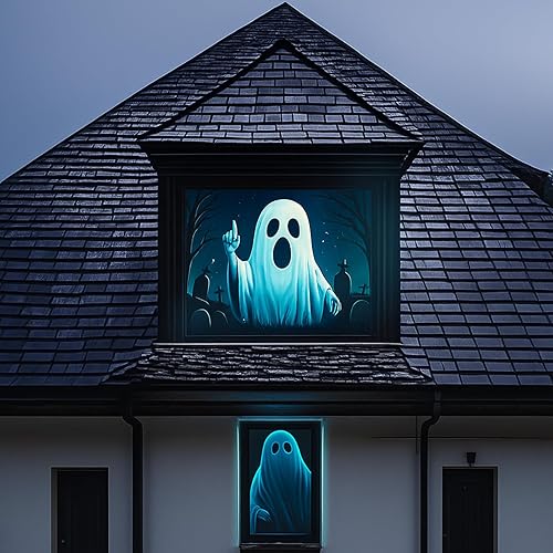 Pantalla de proyector trasera holográfica para Halloween, 50 x 89 pulgadas, pantallas de proyección de doble cara, pantalla de ventana de noche de