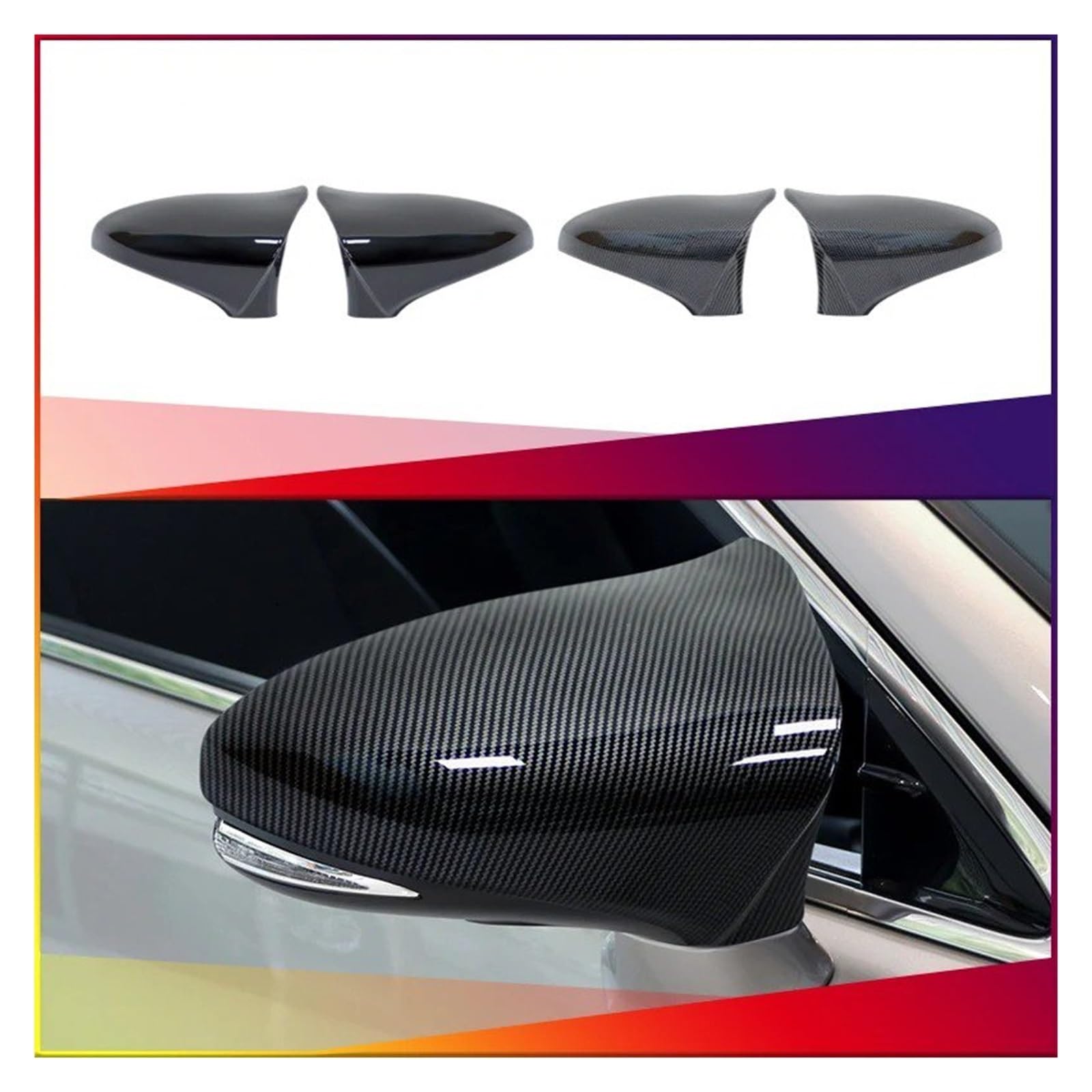 Do Lexusa IS200 300 350 ES GS RC Włókno węglowe Błyszczący czarny Para Osłona lusterka wstecznego w stylu rogu obudowy osłona przeciwdeszczowa(Carbon Fiber Look)