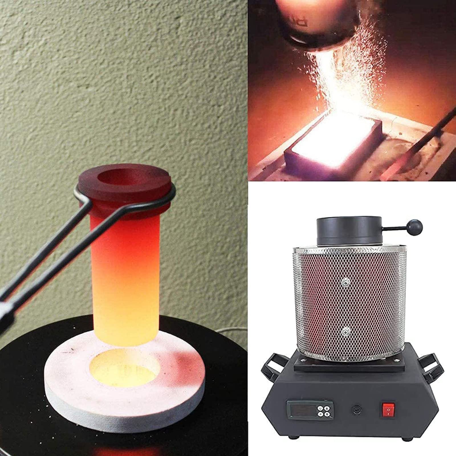 DSYYNAY Four à fusion, four à fusion d'or, 1150 ℃ four de fonte numérique pour métaux numériques four de fusion électrique four fusion automatique machine de fusion d'or pour faire fondre de l'or