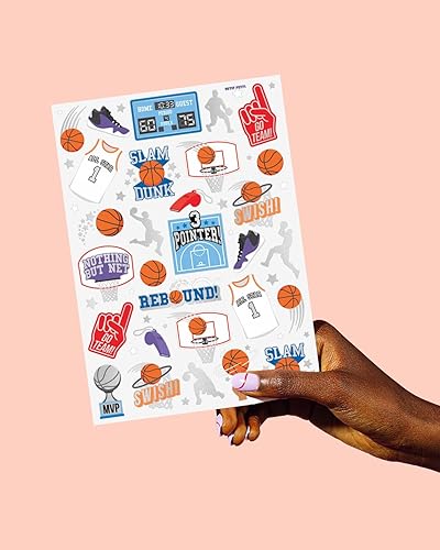 Miniatura 5 de xo, Fetti Tatuaje temporal de baloncesto  58 estilos de aluminio  Decoraciones de fiesta de cumpleaños de baloncesto, recuerdos de fiesta, deportes