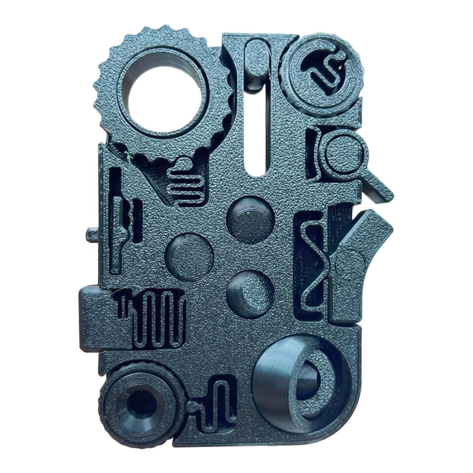 12-in-1 Fidget Toys, 3D Printed Fidget Toys for Stress Relief, Help Relieve Stress Anxiety, 12-in-1 with Spinner, Clicker, Slider, Joystick, Smooth Rotating Sensory Toy for School Office (Black)