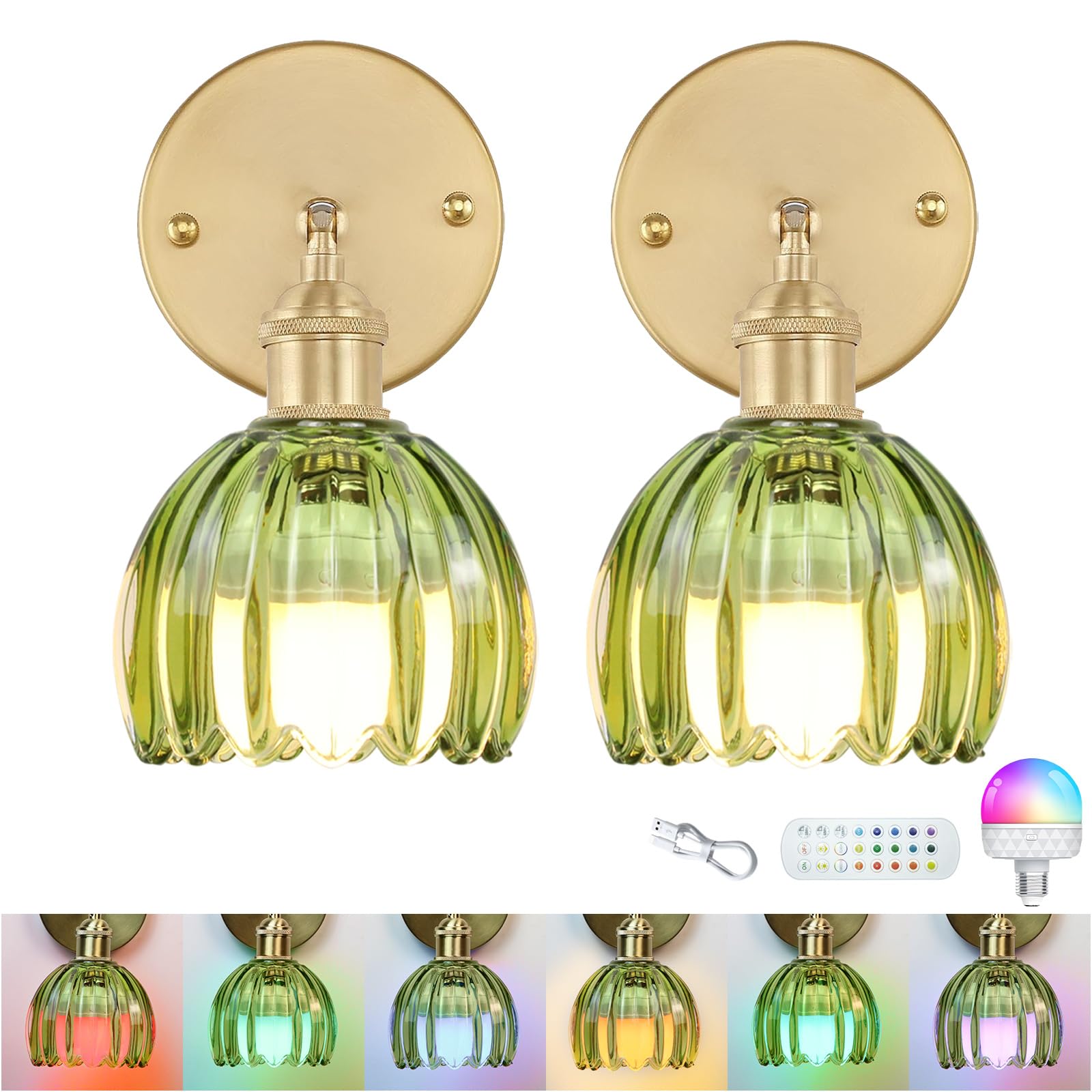 GEEZO Vintage Battery Operated Wall Sconce, with Rechargeable Battery Powered Wall Light with Remote Control for Bedside Bedroom