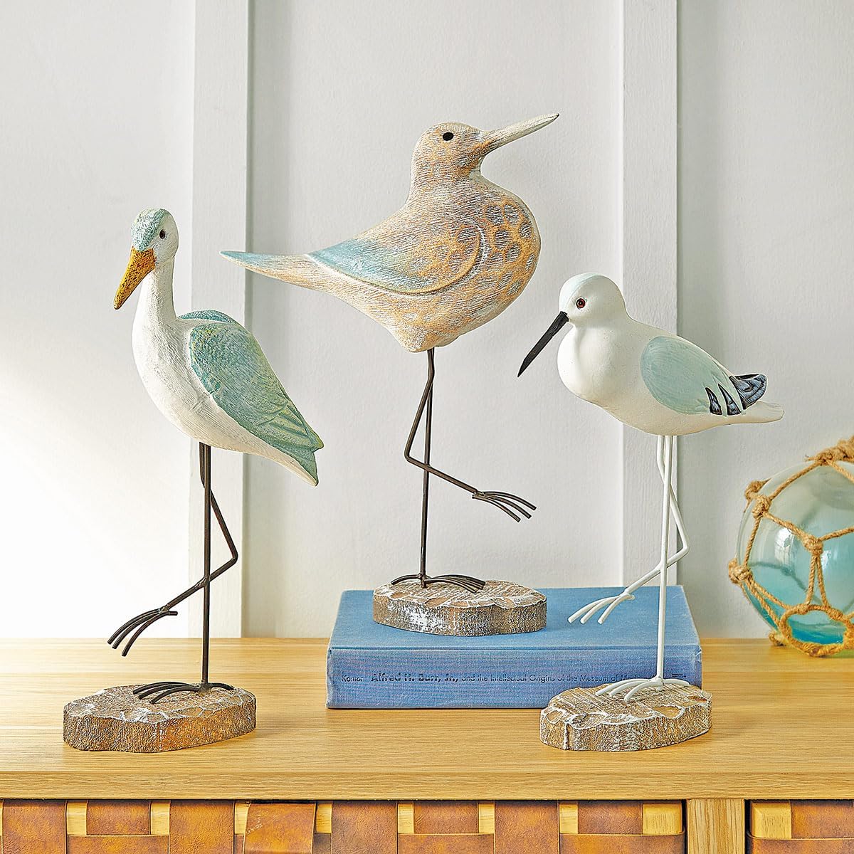 BLACK FOREST DECOR Blue Heron Wood Figurine, Steel, 6 1/3" W x 3 1/5" D x 13" H