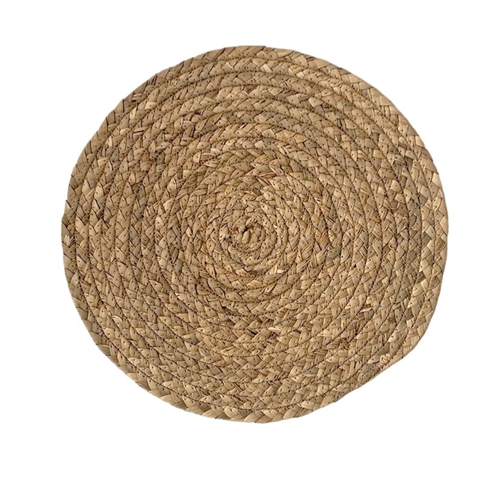 Platos Decorativos de Ratán para Decoraciones de Pared Decoración de Pared de Sala de Estar de Paja Tejida Redonda(38cm)