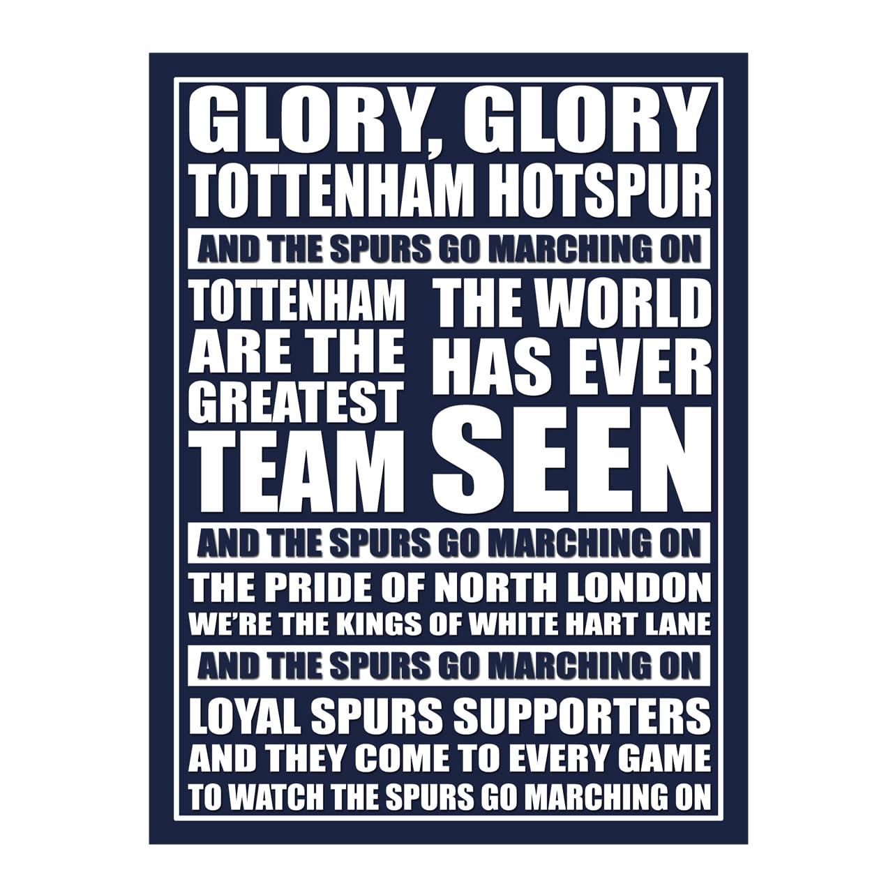 Metal Sign Plaque Print Poster Glory Glory Tottenham Song Lyrics Fan Chant Football Gift Dad Man Cave Shed Home Bar Ref7083 (10x8 inches (Approx) 25cmx20cm) โ image 1