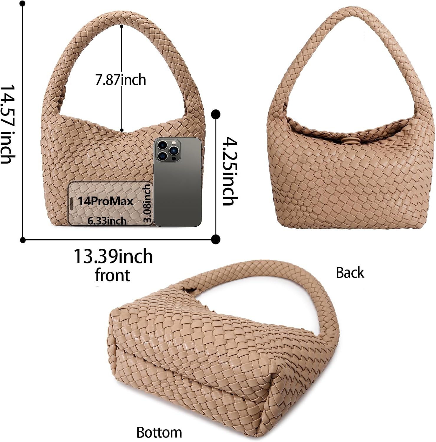 Shoulder Hobo Bags for Women,Summer Beach and Travel Mini Cute Tote Bag,Soft Vegan Leather Underarm Purse for Daily | Small, Vegan Leather, Summer, Ladies', Retro Chic - Image 4