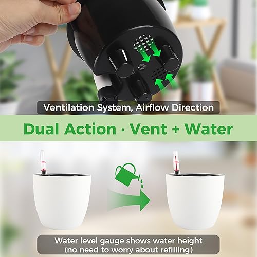 Miniatura 4 de Venus - Maceta de terrario atrapamoscas con luz LED de crecimiento y ventilación de aire, mini kit de maceta de ecosistema de escritorio para