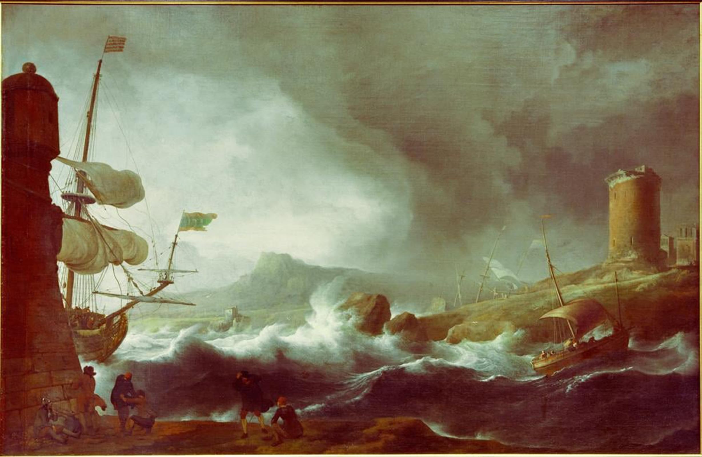 Tableau mer agitée Ludolf Backhuysen toile déco salon 60x90cm - 5