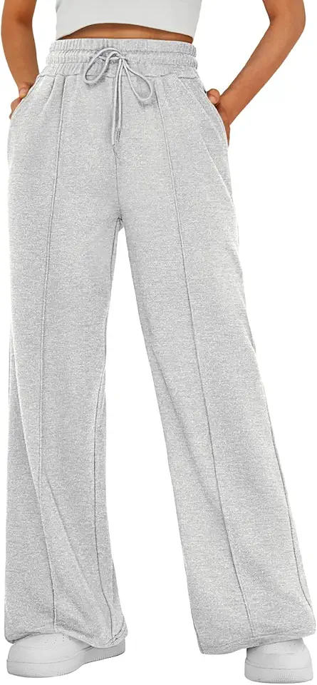 AUTOMET Womens Wide Leg Sweatpants High Waisted Baggy Pants Drawstring Athletic Joggers OEKO-TEX STANDARD 100