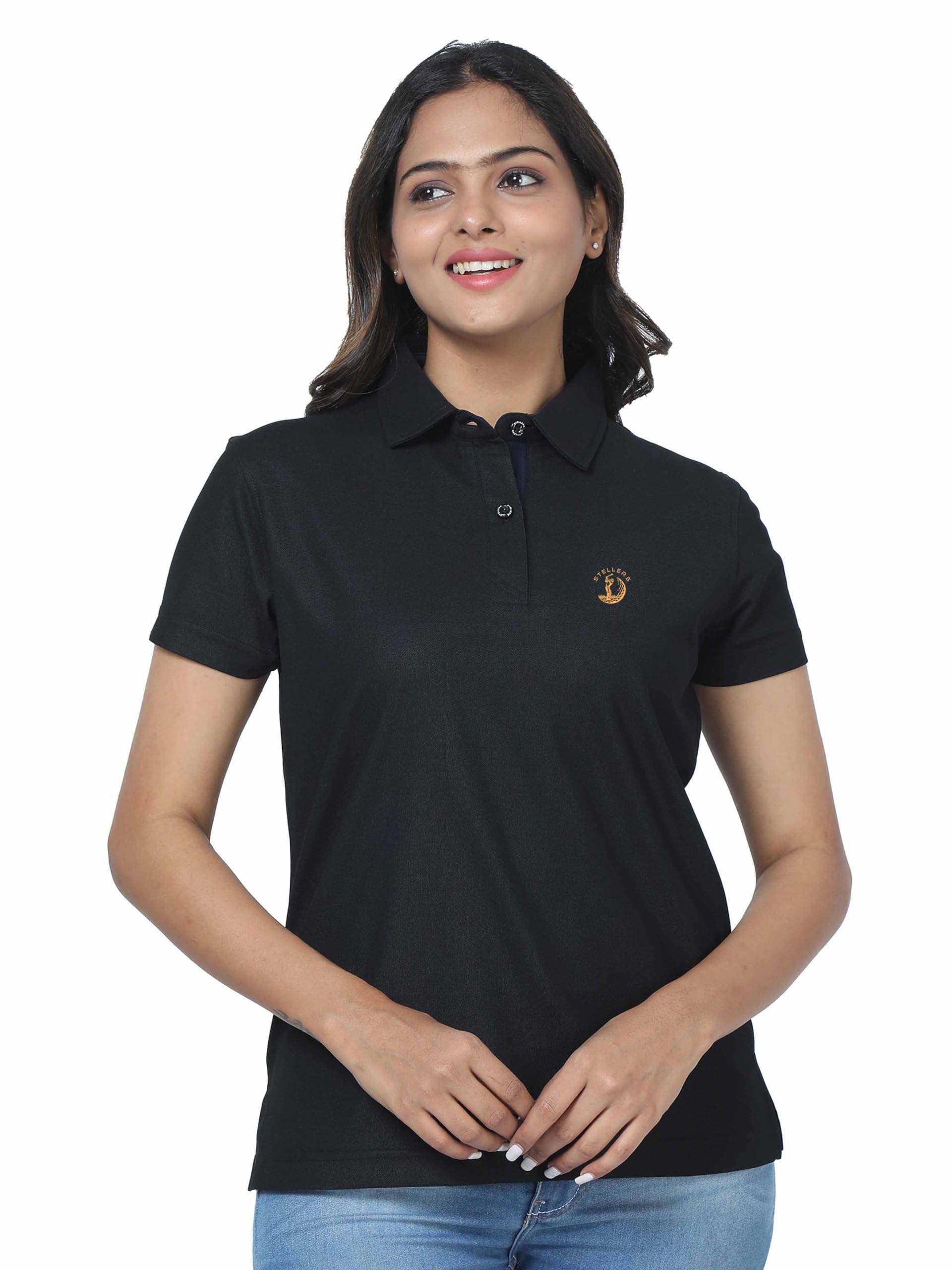 stellers Women's Premium Polo T-Shirt, Regular Fit | Odour Resistant | Wrinkle Free | Quick Dry | Stretchable | Lightweight | Breathable | Sustainable | Anti-Static | Feather Touch Feel-picture-45