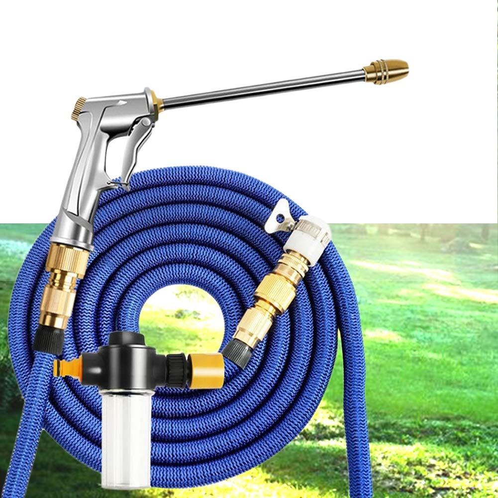 Tubo da giardino ad alta pressione per lavaggio auto pistola in ottone massiccio raccordi pistola a spruzzo tubo magico espandibile flessibile (5 m)