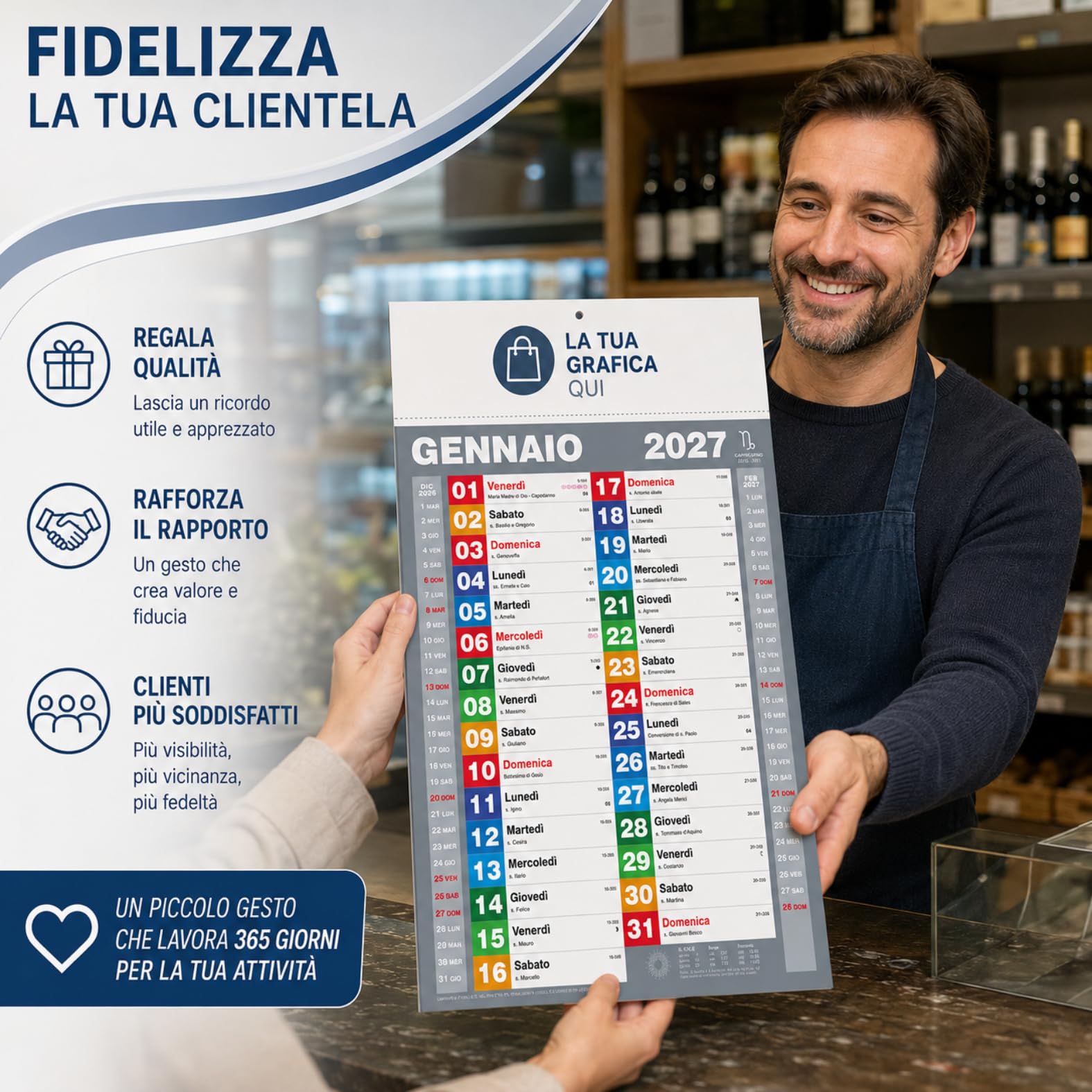 Calendari Personalizzati 2027 in Stock da 100 Pezzi Olandesi Grandi da Muro Notes sul Retro per Gadget Pubblicitari di Fine Anno e come Omaggio per i Clienti o Regali Aziendali
