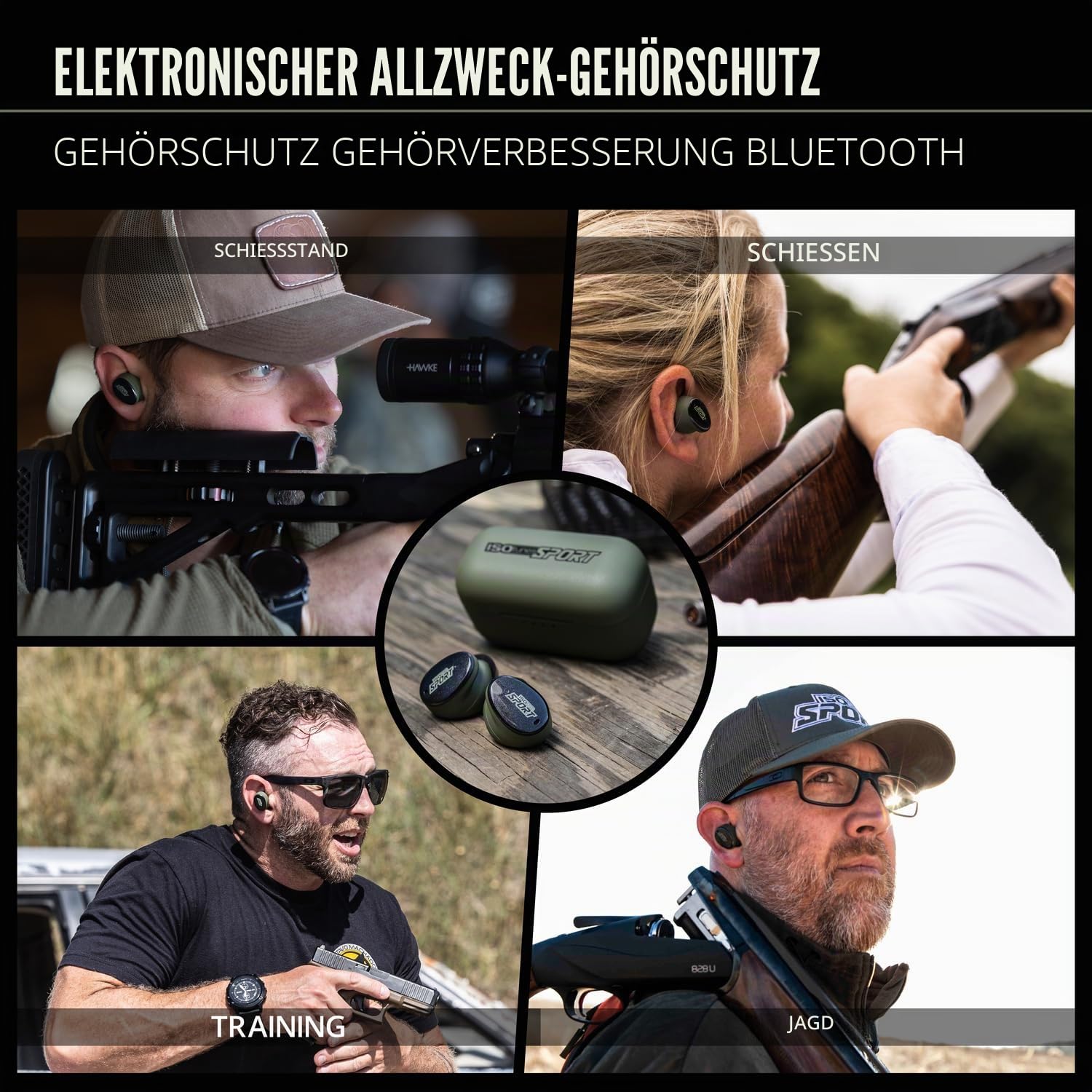 ISOtunes Caliber Gehörschutz Schießsport Bluetooth Ohrhörer EN352 | EN352-Schießsport-Ohrhörer: 32 dB SNR, Bluetooth, 13 Stunden Akku, wasser- und staubdicht
