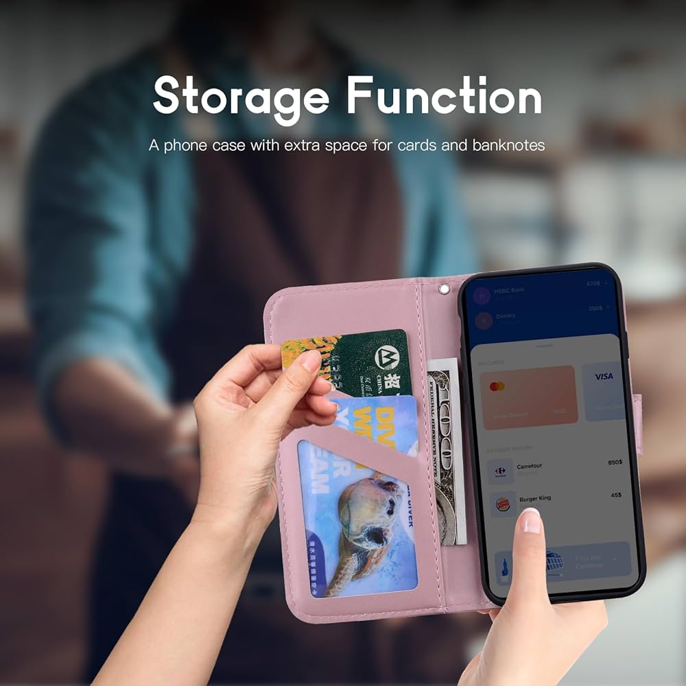 Cover Portafoglio In PU Pelle Per Google Pixel 9 Con Supporto E 3 Slot Carte - Design Gatto Rosa - Custodia Magnetica - 2