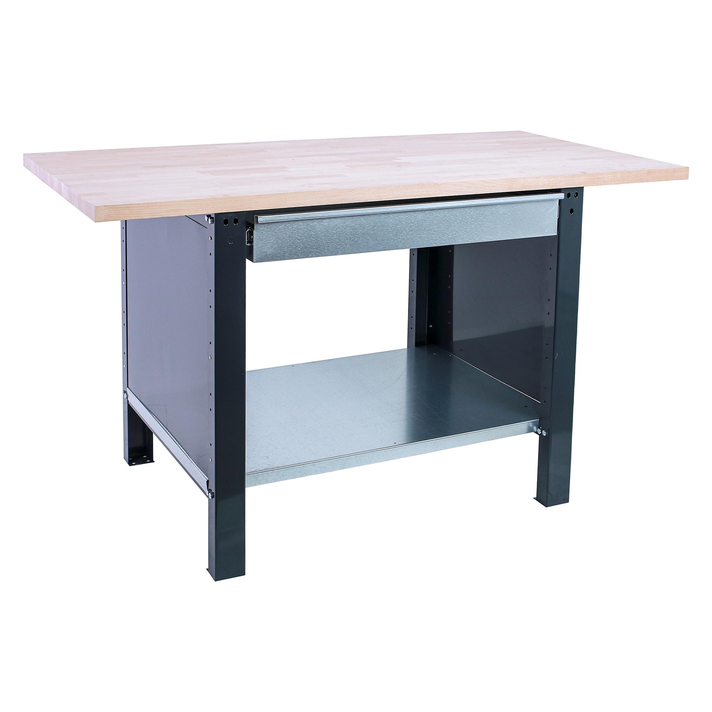 SimonRack Banco de Trabajo Taller, Capacidad Carga 1000 kg, 865x1800x750 mm, Mesa de Trabajo, 1 Cajón, Antracita/Haya - BT6 PRO | Tablero Madera Alistonada 32 mm, Capacidad Carga 1000 kg, Madera Haya, Antracita , Pintura anticorrosión