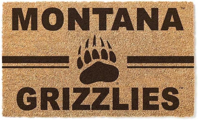 KH Sports Fan Logo Coir, 18x30 Inches, Outdoor Rug Display Your Team Spirit with This Unique Montana Grizzlies Doormat, One Size, Multi