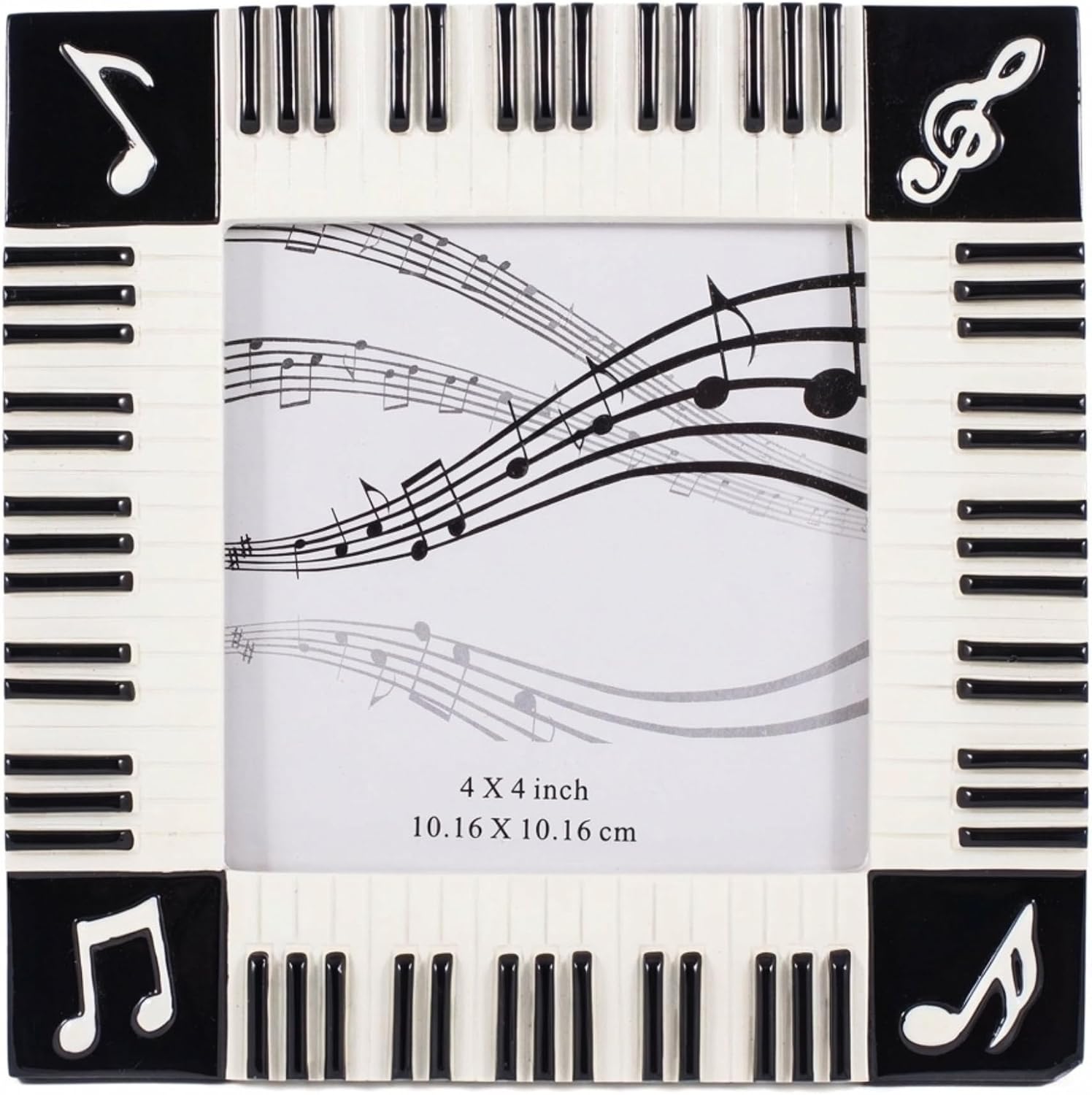 Broadway Gift Piano Keyboard Musical Notes Treble Clef Decorative 4x4 Picture Frame