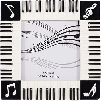 Broadway Gift Piano Keyboard Musical Notes Treble Clef Decorative 4x4 Picture Frame