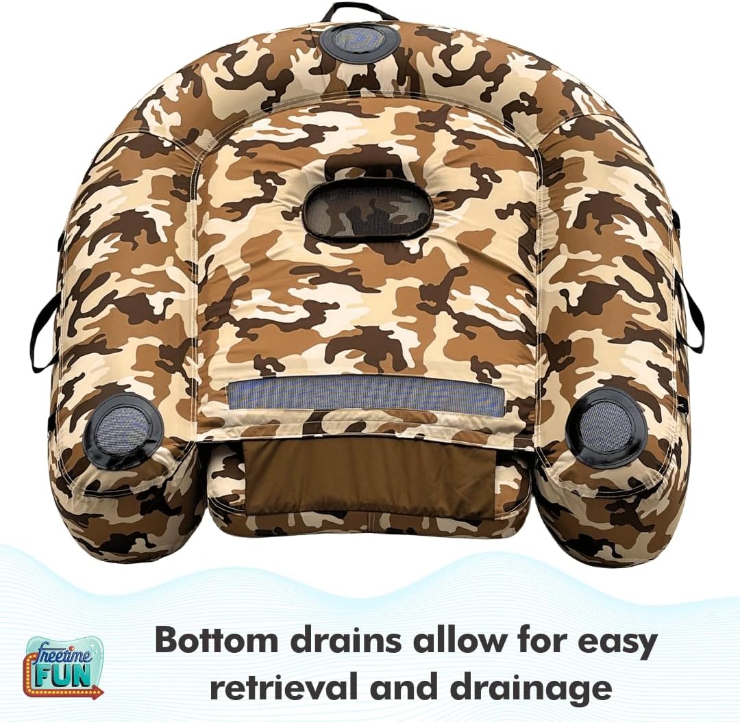 Freetime Fun Pool Lounger Inflatable Pool Floats - Pool, Lake, River Floating Lounge Chair Heavy Duty Fabric Pool Raft 2in1 Convertible Chair - Leopard, Camo, Tie-Dye Colors