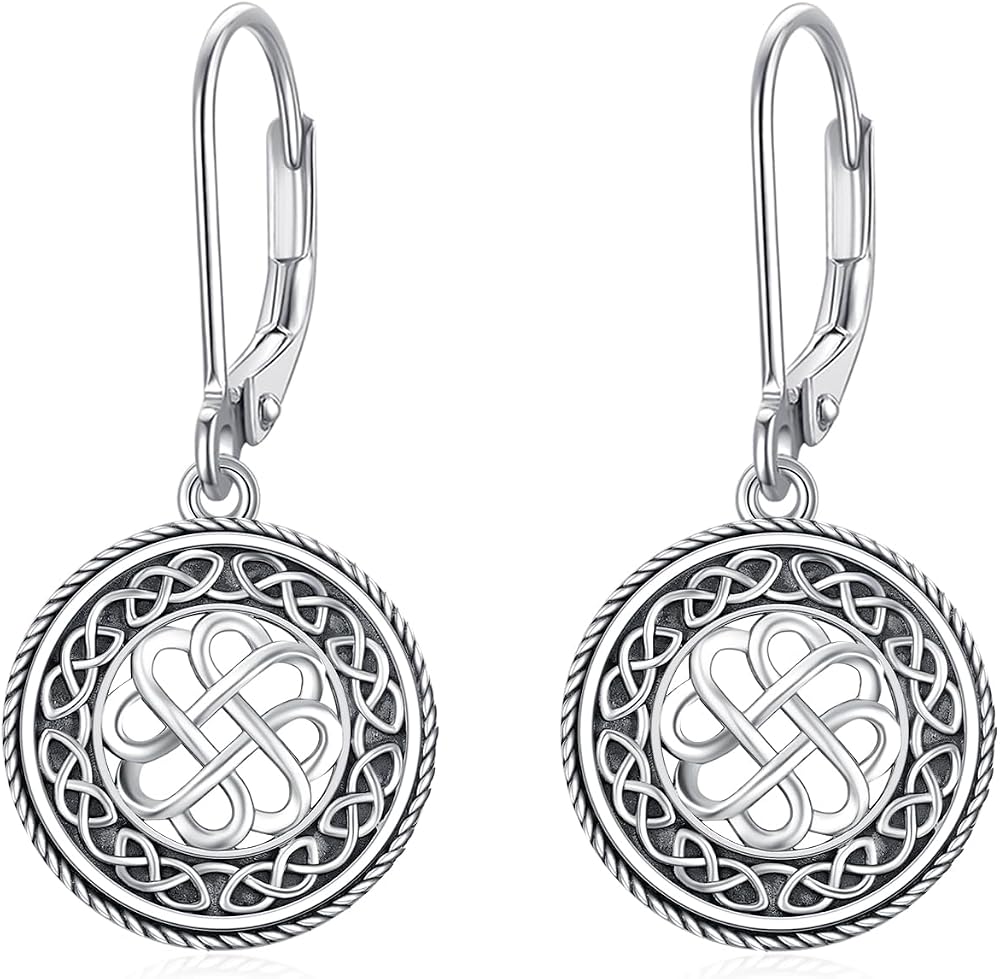 Celtic Knot Earrings 925 Sterling Silver Abalone Drop Dangle Celtic Earrings Gifts for Women — 사진 1