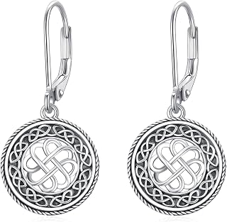 Celtic Knot Earrings 925 Sterling Silver Abalone Drop Dangle Celtic Earrings Gifts for Women