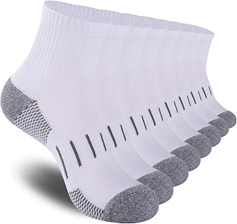 Heatuff Mens Ankle Athletic Socks Quarter Cushion Moisture Wicking Running Sports Work Socks8 Pairs