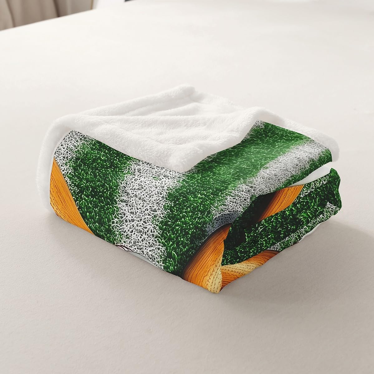 Castle Fairy Green Baseball Field Throw Blanket for Kids,3D Baseball Fleece Throw Blanket for Bedroom Sofa Dorm Decor,Sports Baseball Lightweight Bed Blanket,40 x 50 Inches image 5