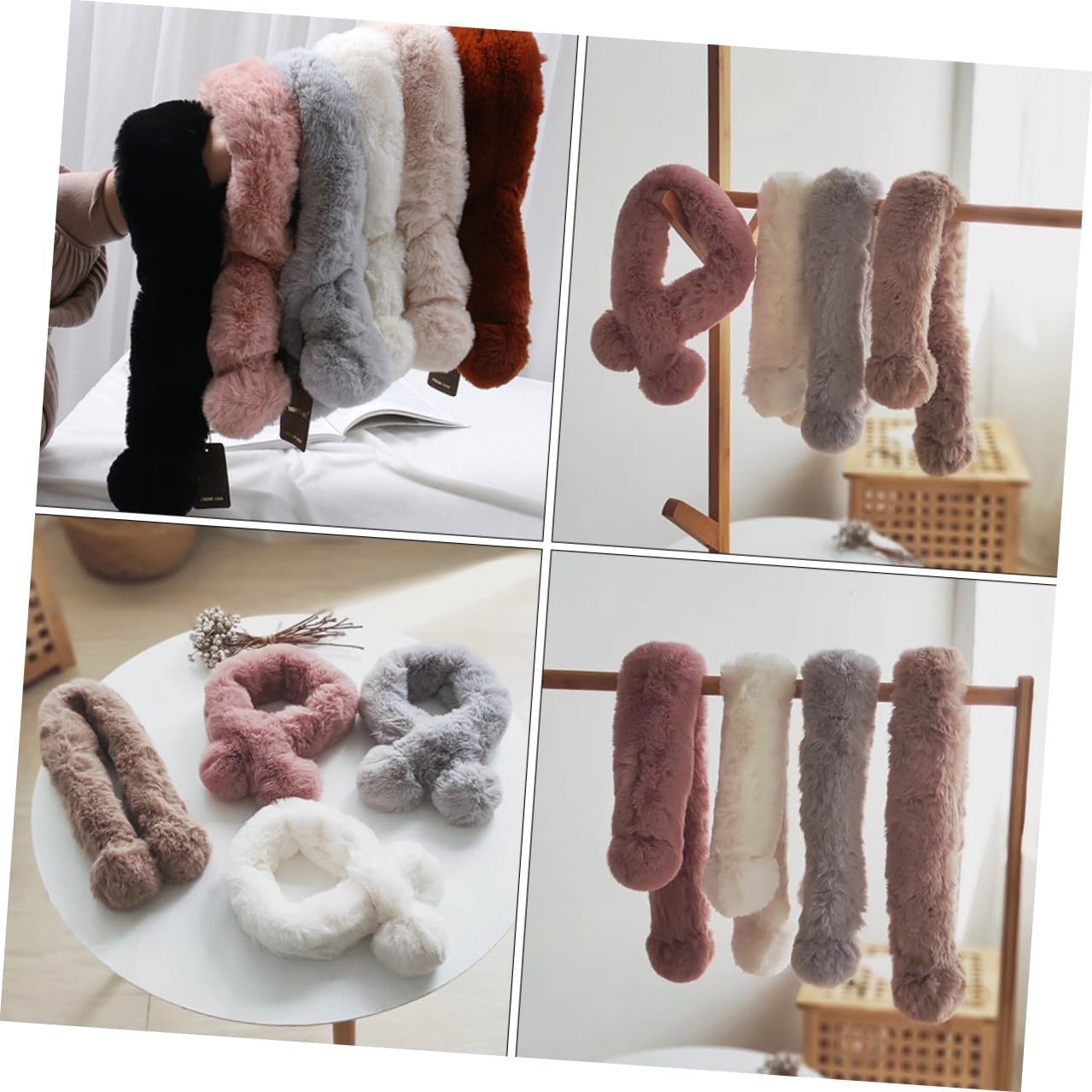 ARTIBETTER Winter Thick Plush Scarf White Soft Warm Loop Shawl for Boys Cold Weather