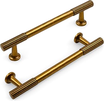 10 Pack 5 Inch128mm Kitchen Cabinet Handles Antique Brass Cabinet Pulls Vintage Retro Kitchen Cabinet Hardware Drawer Pulls for Cupboard Wardrobe