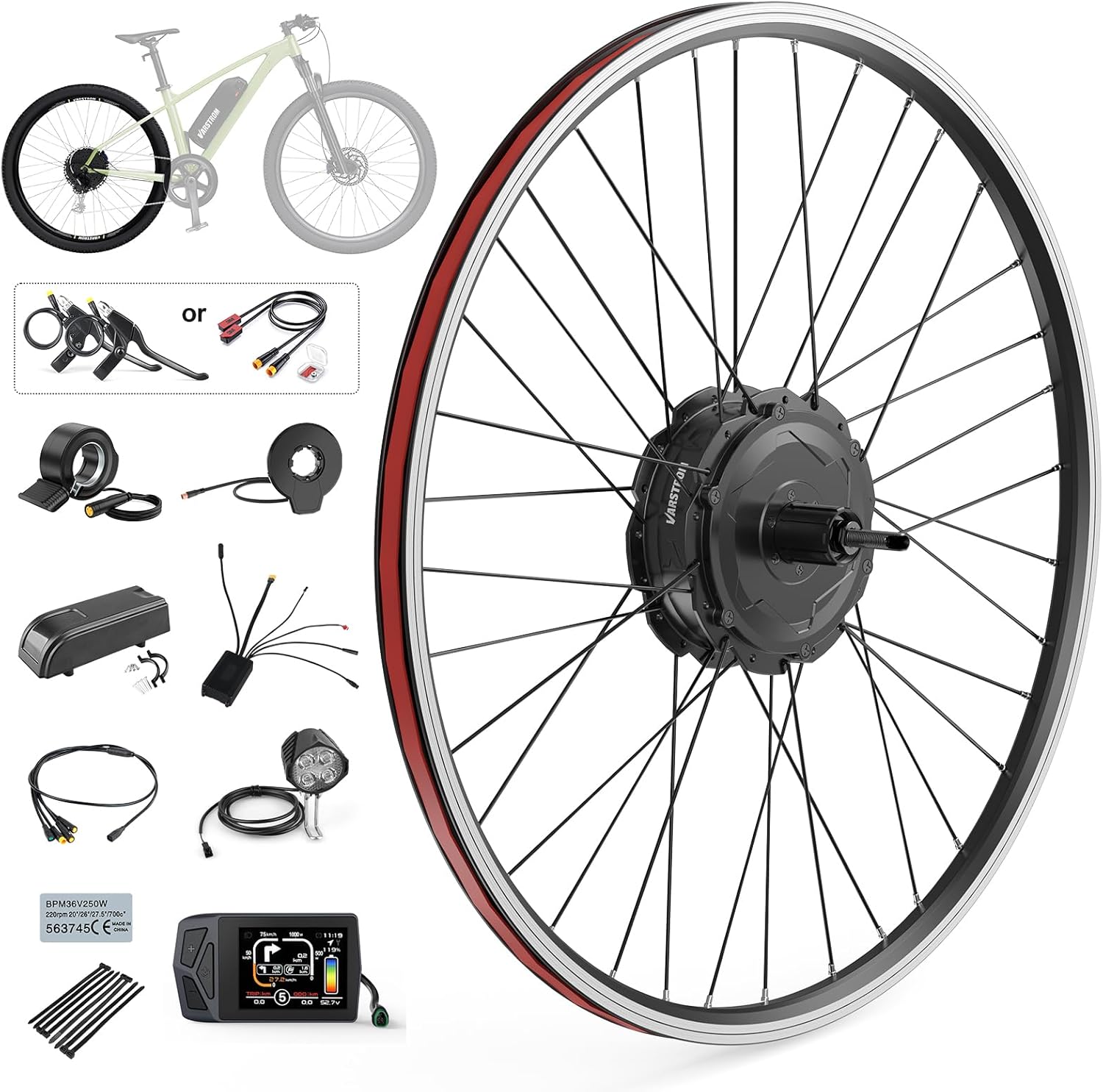 750W Electric Bike Conversion Kit - 48V 415RPM Rear Hub Motor, Upgraded Controller, LCD Display, PAS Sensor - Ebike Kit for City & Mountain Bikes
