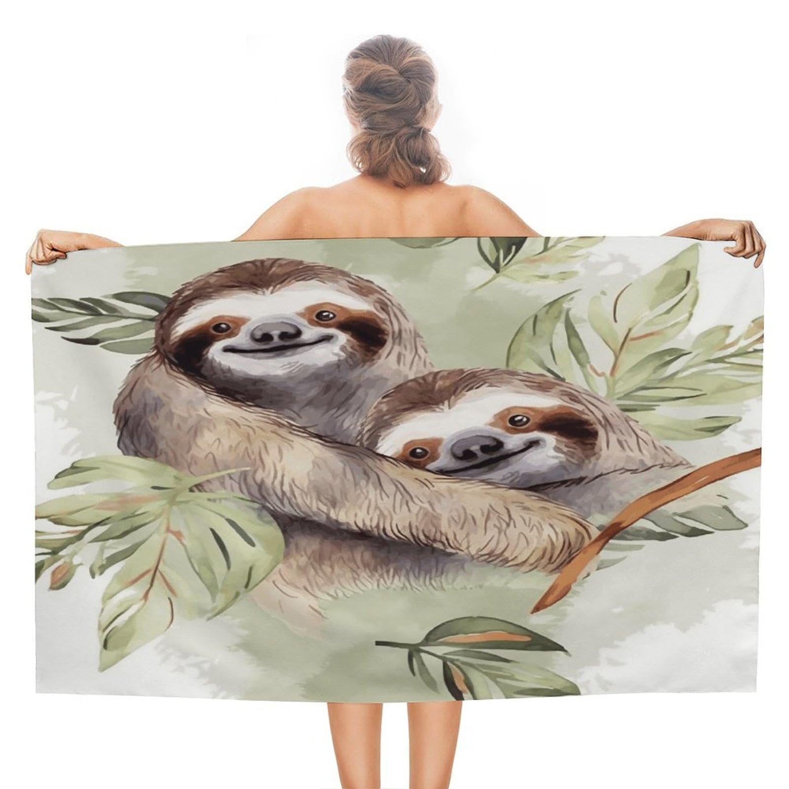 VstaDank Watercolor Sloth Beach Towels Super Absorbent Soft Lightweight Towel Large Stylish Swim Pool Towels Quick-Dry Oversize Bath Towel Travel Blankets for Adult Vacation&Gift