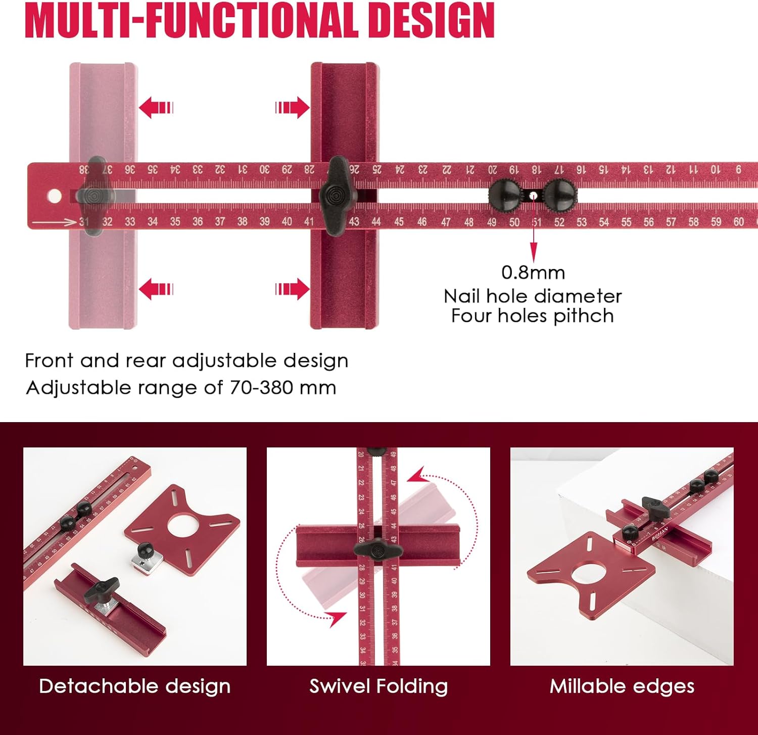 3 In 1 Router Milling Groove Bracket | Trimming Machine Flip Board | Milling Flip Board | Jig Router Templates | Aluminium Router Table Insert Plate for Woodworking