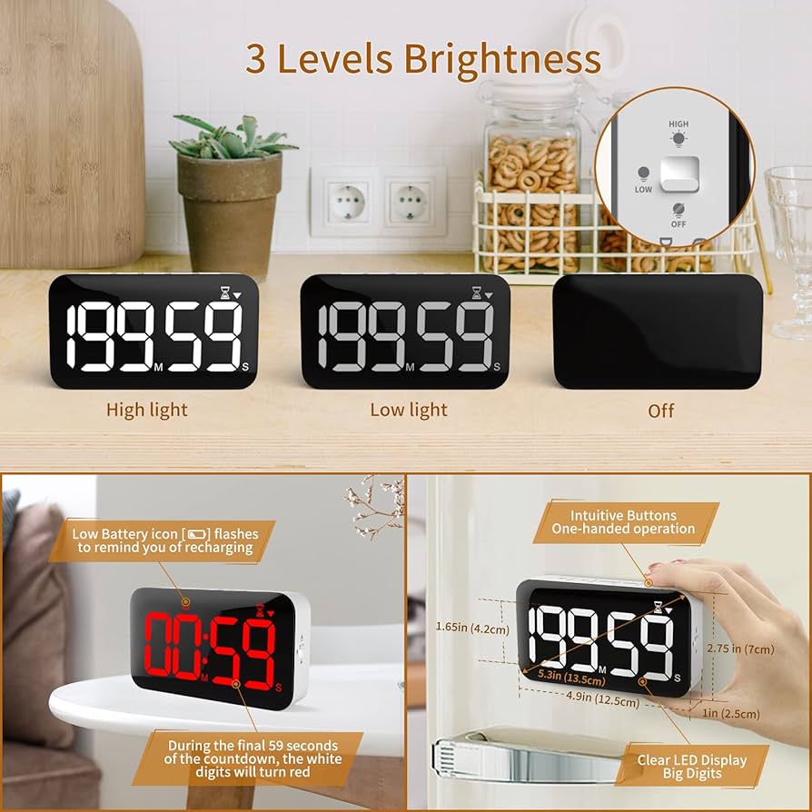 Amazon.com: DOOMAY Rechargeable Digital Kitchen Timer